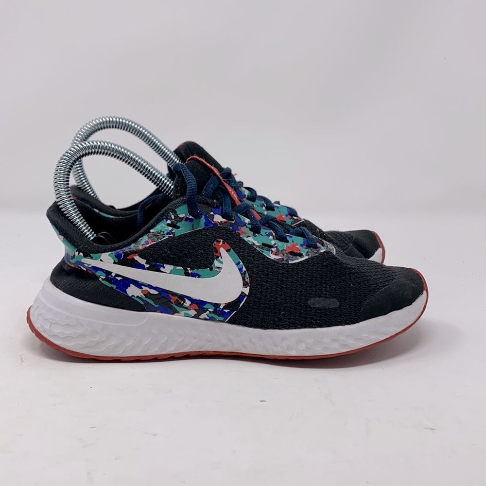 Nike Revolution running shoes black multi color size 4y